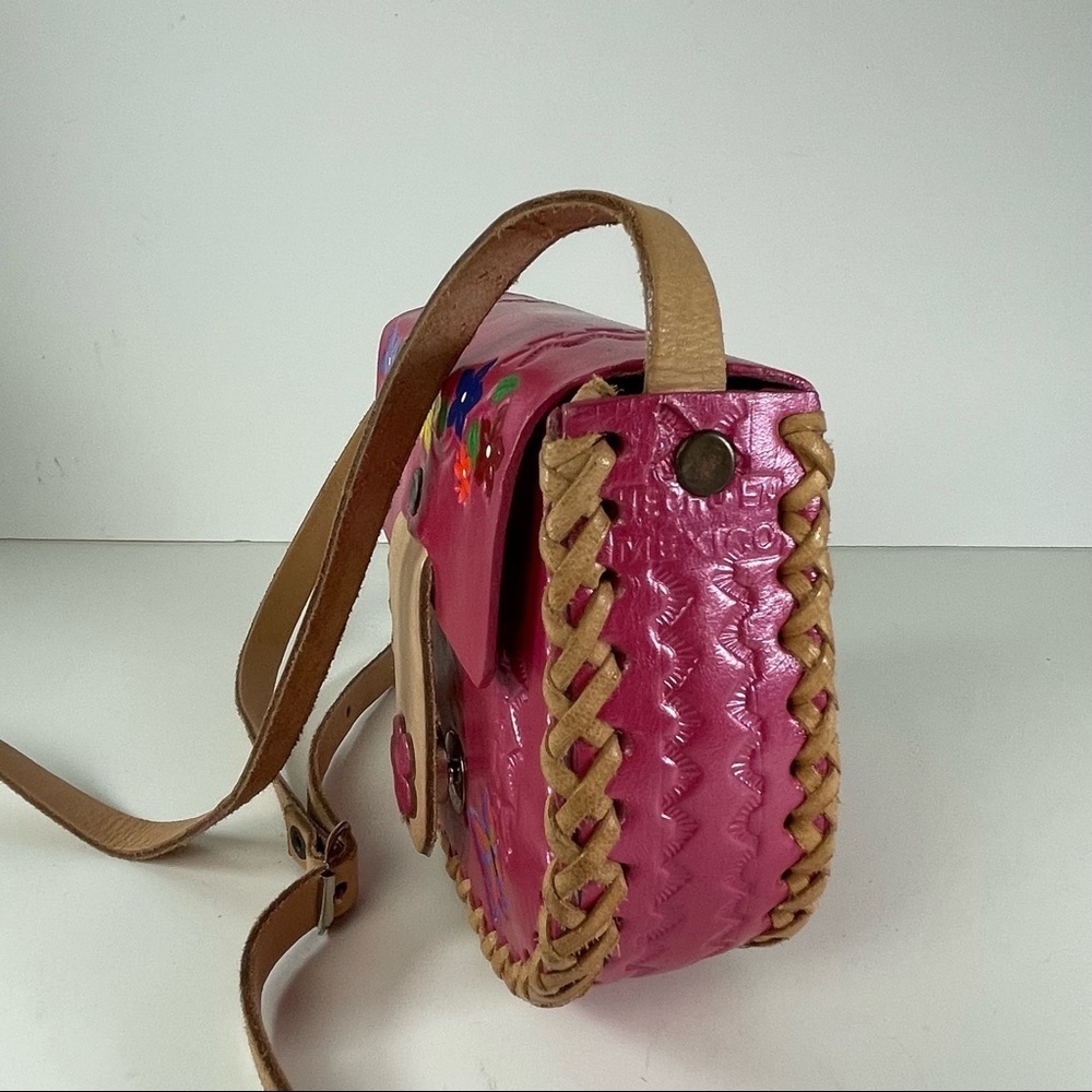 Tooled Pink Leather Mini Cross Body Bag - Picture 11 of 13